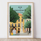 Affiche AIX EN PROVENCE - Le Cours Mirabeau: Affiche 30x40