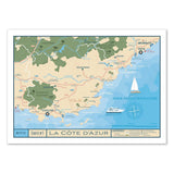 Art -post - Cote d'Azur Card - Olahoop Travel Plakati