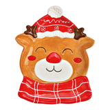 Assiette 3D renne en céramique multicolore (L/H/P) 17x21x3cm