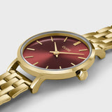 Boho Chic Petite Steel Watch, Dark Cherry, Gold Colour