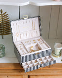 Boîte à bijoux Denise en pied de poule: Noir