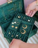 Denise Velvet Jewelry Box: Navy Blue