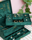 Denise Velvet Jewelry Box: Navy Blue