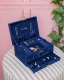 Denise Velvet Jewelry Box: Navy Blue