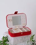 Brigitte Velvet Travel Jewelry Box: Rot