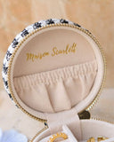 Boîte à bijoux de voyage Yvonne en pied de poule: Bleu ciel