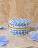 Boîte à bijoux de voyage Yvonne en pied de poule: Bleu ciel