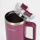 Bouteille thermos en acier inoxydable bordeaux avec des petits cœurs