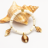 Bracelet Élastique Coquillages Blancs – Médaillon Coquille Naturelle
