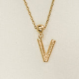 Letter Charm | Gold Jewelry, Waterproof Gift: V / Charm Only