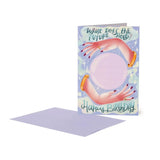CARTE DE VOEUX À GRATTER - SCRATCH OFF CARD - HAPPY BIRTH - CRYSTAL BALL