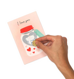 CARTE DE VOEUX À GRATTER - SCRATCH OFF CARD - I LOVE YOU - HEART