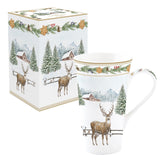 BOX 1 GIANT 60CL MUG IN WHITE FOREST PORCELAIN