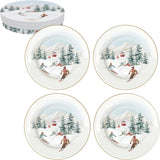 COFFRET 4 ASSIETTES DESSERT Ø 19CM EN PORCELAINE CHALET