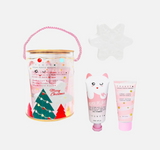 COFFRET CYLINDRE DE NOEL : Crème mains 60ml, Baume corps 60ml, Bombe de bain flocon 55gr