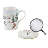 COFFRET TISANIERE 35CL EN PORCELAINE AVEC FILTRE INOX CHALET