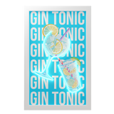 Cadre avec détails en néon. Gin Tonic. 30 x 50 cm