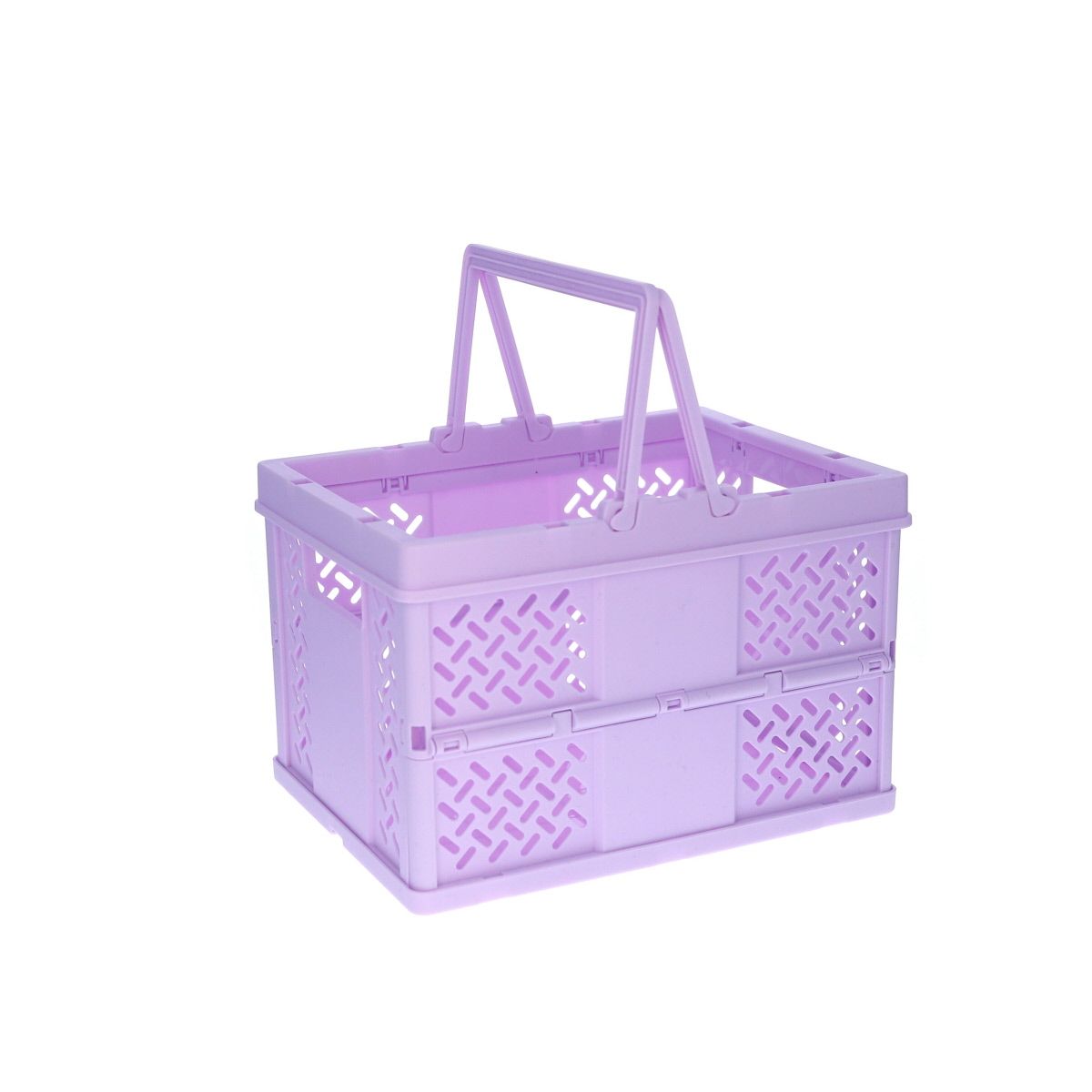 Caisse de rangement pliable en plastique violet