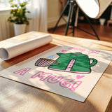 Câlin dans une tasse Imprimé de cuisine et thé: Cadre en chêne / A5