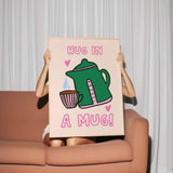 Câlin dans une tasse Imprimé de cuisine et thé: Cadre en chêne / A5