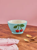 Ceramic Bowl with Embossed Cherry - Mint - 250 ml