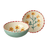 Ceramic Bowl with Hand-painted Yellow Flower - Jade