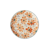 Ceramic Cake Plate with Hand-painted Flowers - Orange