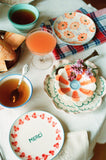 Ceramic Cake Plate with Hand-painted MERCI