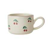 Ceramic Cappuccino Cup with Hand-painted Cherries