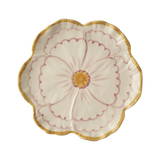 Ceramic Flower Shaped Side Plate in Pink with Yellow Border