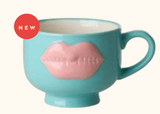 Ceramic Mug With Embosted Soft Pink Lips - Mint - 250 ml.