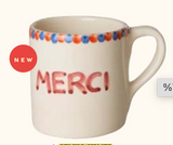 Ceramic Mug with Hand-painted MERCI