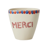 Ceramic Oval Cup with Hand-painted MERCI