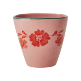 Ceramic Oval Cup with Hand-painted Orange Flower Vine