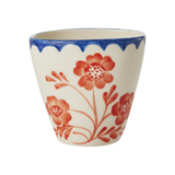 Ceramic Oval Cup with Hand-painted Vintage Flower