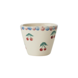 Ceramic Oval Espresso Cup with Hand-painted Cherries