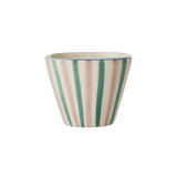 Ceramic Oval Espresso Cup with Hand-painted Stripes