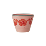 Ceramic Oval Espresso Cup with Handpainted Orange Flower Vine