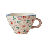 Ceramic Tea Cup with Hand-painted Flowers - Pink