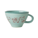 Ceramic Tea Cup with Hand-painted Soft Pink Flower Vine