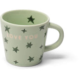 Ceramic espresso cup stars LOVE YOU light green 80ml