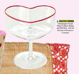 Champagne Cup Glass in Heart Shape and Red Rim - 200 ml