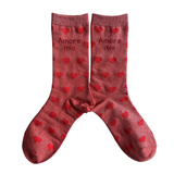 Chaussette brillante "amore mio" - rose & coeur rouge