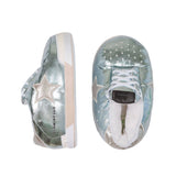 Chaussures de maison bleues géantes avec étoiles argentées