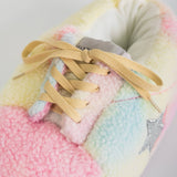 Chaussures d'intérieur en peluche géantes multicolores