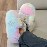 Chaussures d'intérieur en peluche géantes multicolores