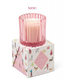 Christmas 4.5oz/127g Ribbed Glass Candle - Pi nk - Pink Peppermint