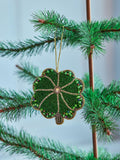 Christmas Fabric Ornament with Beads - Clover Shape