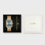 Coffret I La Tétragone Mesh Watch & Chain Bracelet, Gold Colour