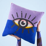 Coussin à boucles All Eyes On You, lilas/bleu: Lilas/bleu / Garni en polyester / 45 x 45 cm